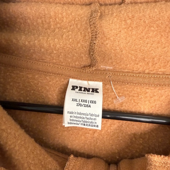 Victorias Secret Pink Hoodie Brown Full Zip Dog Embroidered Logo Size XXL - Picture 3 of 8